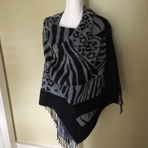 29 Palms Wrap/Shawl - animal print in black & gray